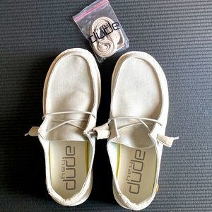 Size 6 light grey Hey Dude slip on shoes